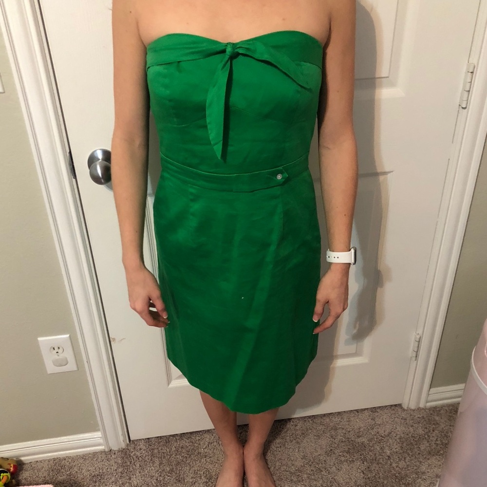 Kelly Green strapless mid calf dress